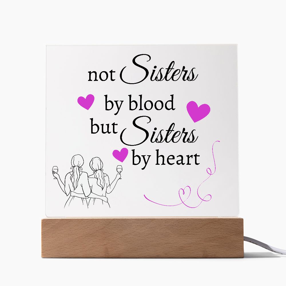 Not Sisters By Blood But Sisters By Heart Acrylic Plaque Purple