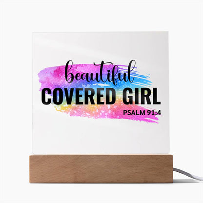 Beautiful Covered Girl  - Psalm 91:4 Acrylic Plaque