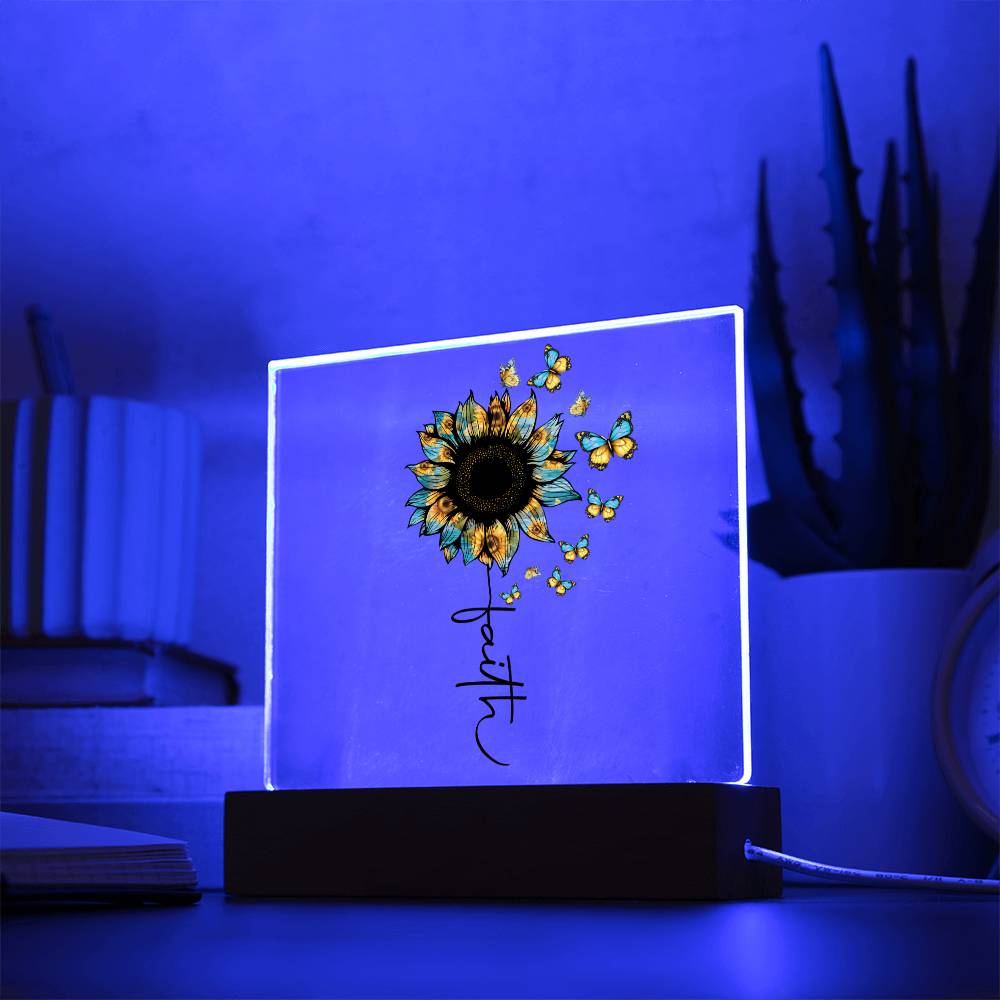 Blue Faith Sunflower Acrylic Plaque