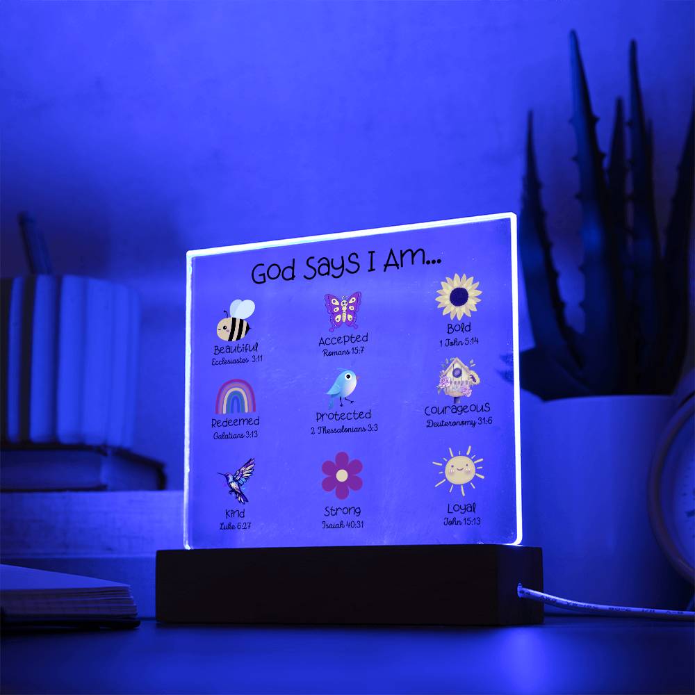 God Says I Am - Kids Room Decor and Night Light