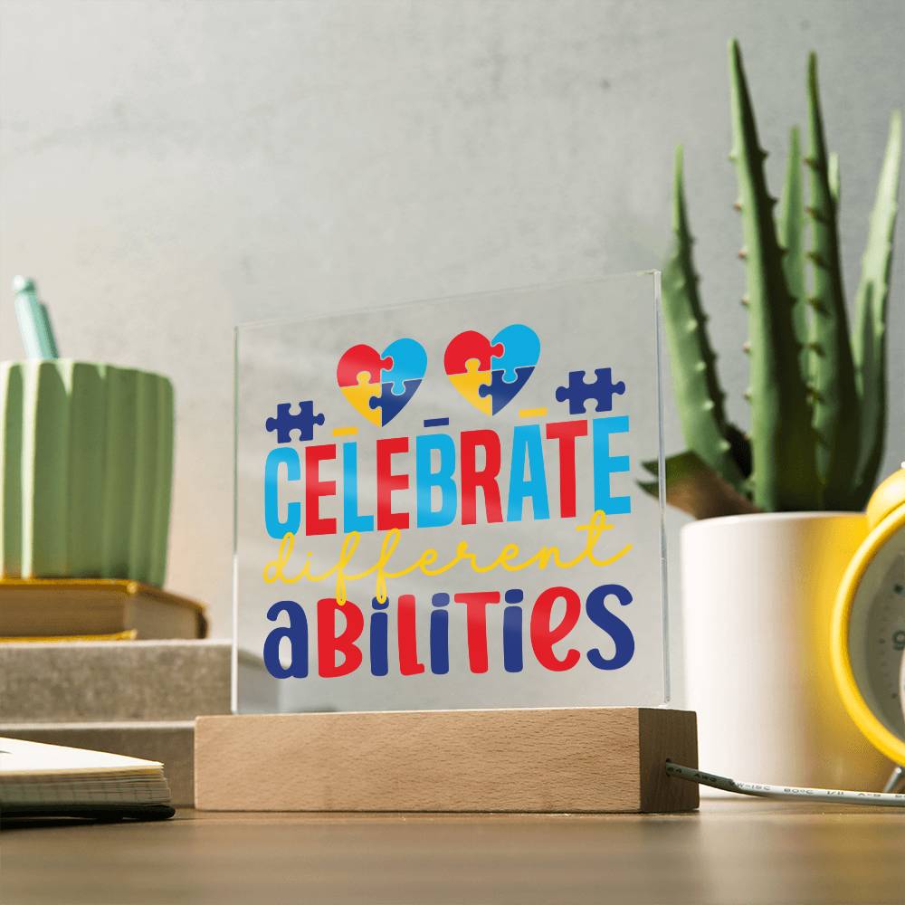 Celebrate Different Abilities LED Acrylic Plaque - Autism Awareness