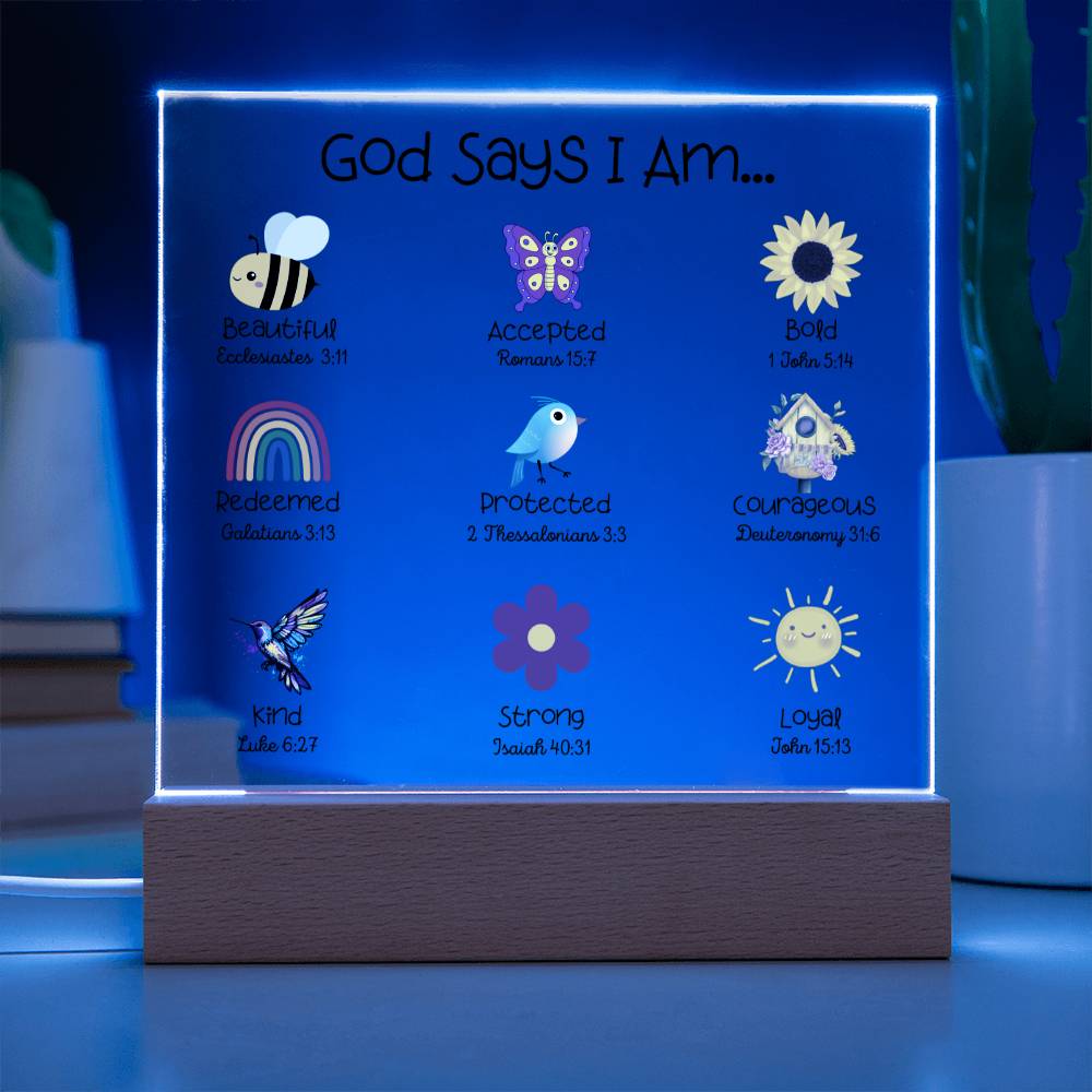 God Says I Am - Kids Room Decor and Night Light