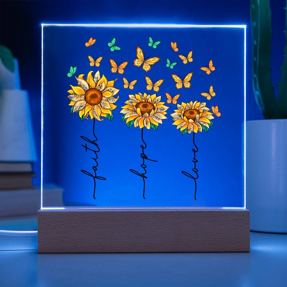 Faith Love Hope Sunflower Acrylic Plaque