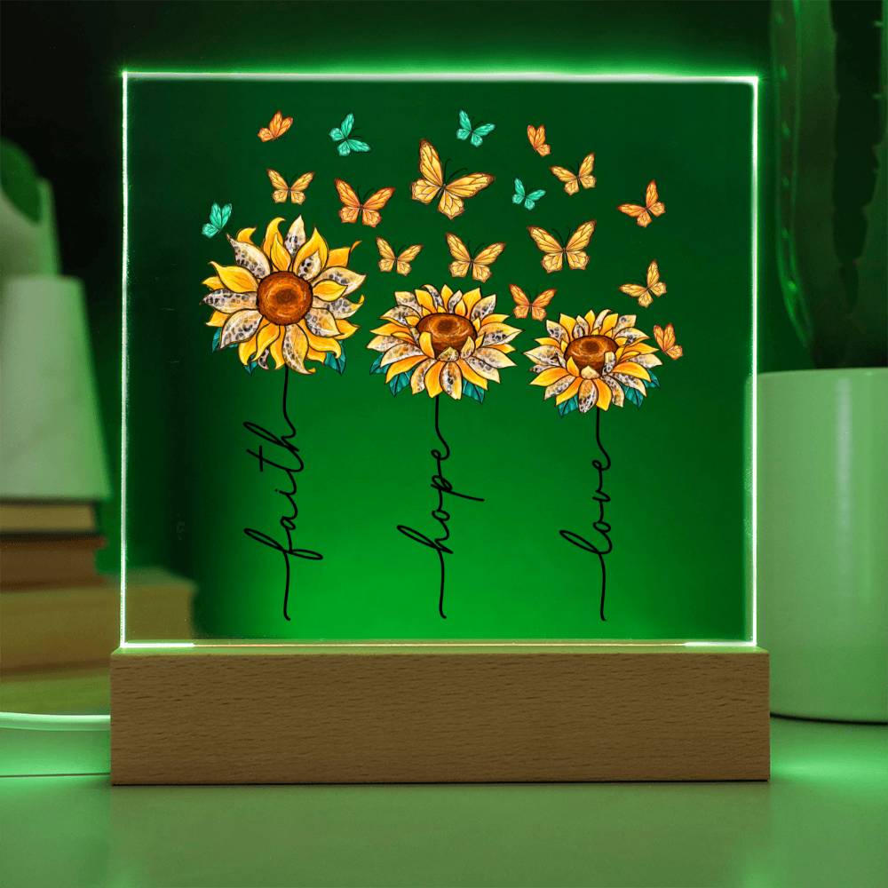 Faith Love Hope Sunflower Acrylic Plaque