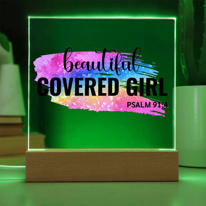 Beautiful Covered Girl  - Psalm 91:4 Acrylic Plaque