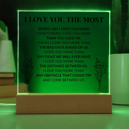 I Love You The Most Couples LED Room Décor and Night Light