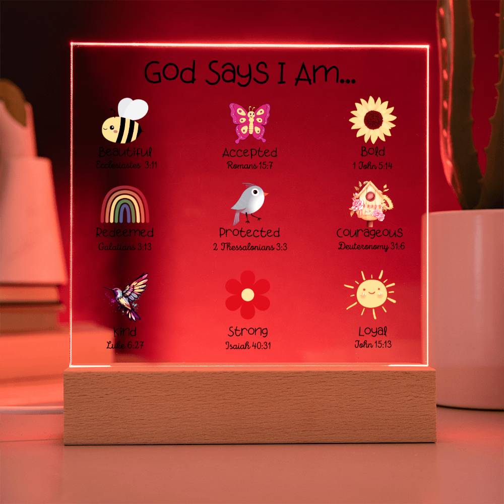 God Says I Am - Kids Room Decor and Night Light