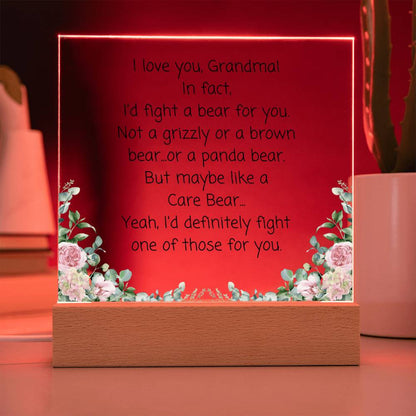 Grandma, I'd Fight A Bear Acrylic Plaque