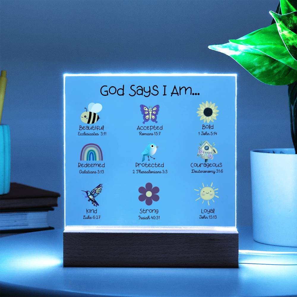 God Says I Am - Kids Room Decor and Night Light