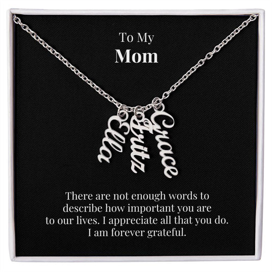 To My Mom Personalized Multi-Name Vertical Necklace