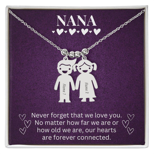 Nana - Never Forget We Love You - Engraved Kids Charm Necklace