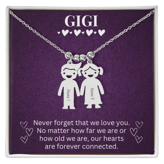 Gigi - Never Forget We Love You - Engraved Kids Charm Necklace