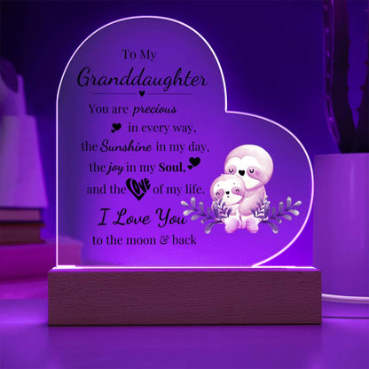 To My Granddaughter - Kids Room Décor and Night Light (Sloth)