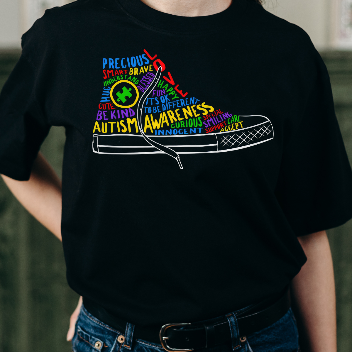 Autism Awareness Puzzle Shoe T-Shirt