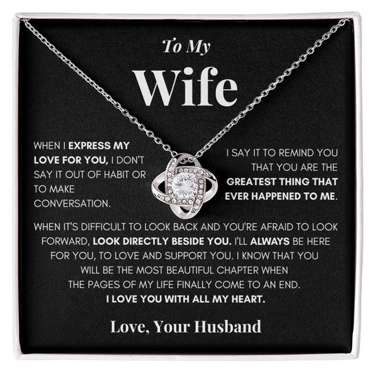 Wife - I Love You - Love Knot Necklace