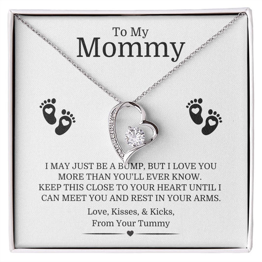 To My Mommy | Mom To Be | Baby Feet Love Knot Necklace